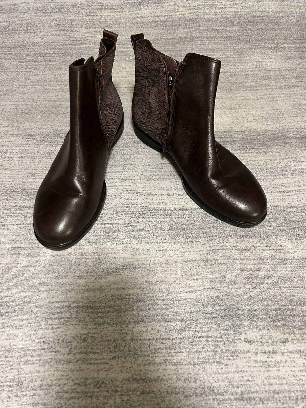 Ecco Women's Dark Brown Ankle Booties with Textured Panel